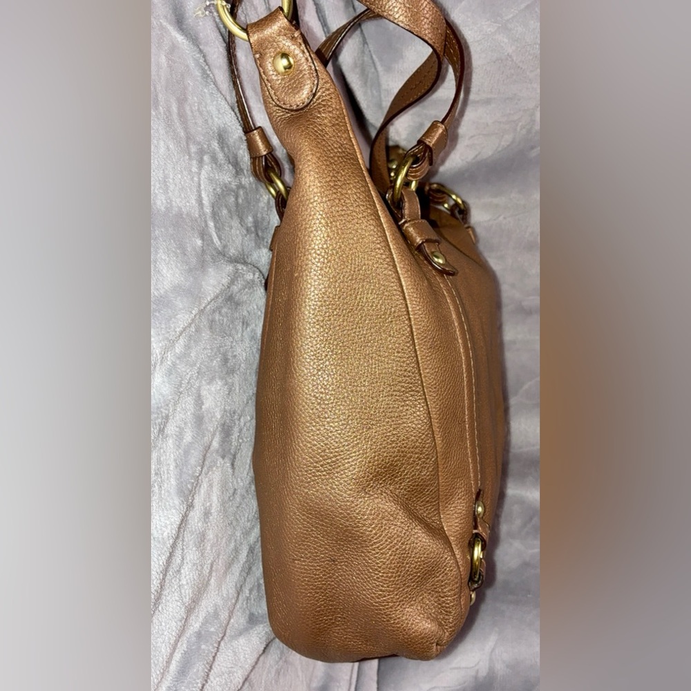 Coach Alexandria Metallic Copper Pebbled Leather Extra Large Two Way Tote - Picture 3 of 10